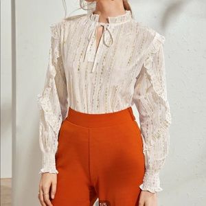 SHEIN | Ruffle Trim Chiffon Blouse